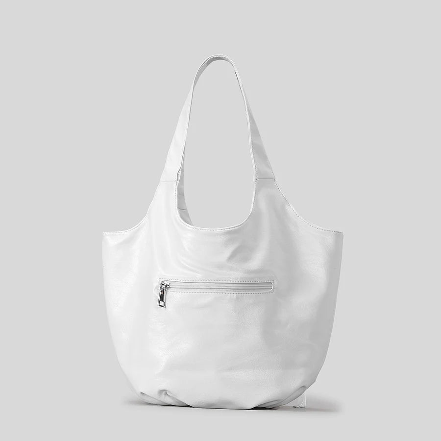 Zip Chaos Large Capacity Shoulder Bag - White - Mermaid Way