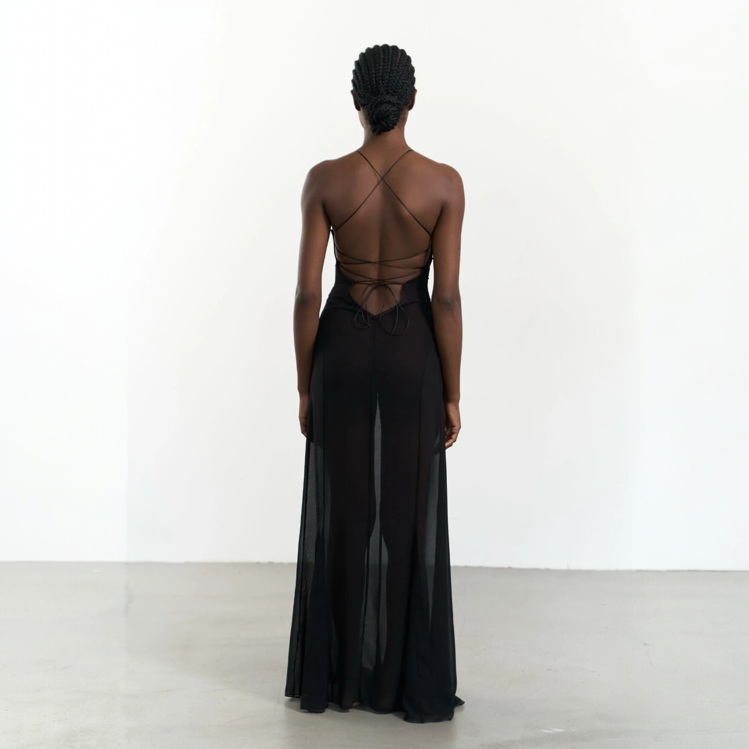 Zuma Mesh Cutout Lace Up Maxi Dress Mermaid Way