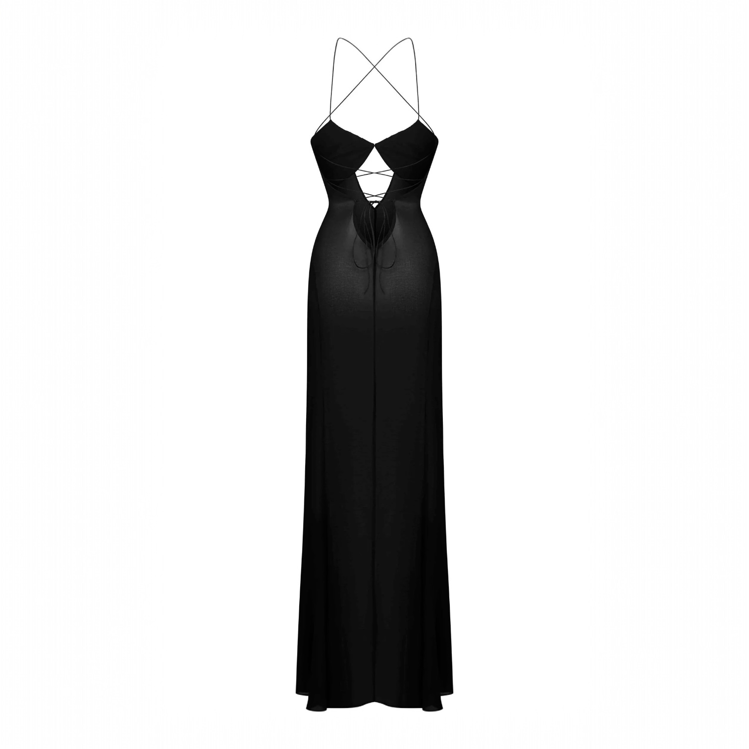 Zuma Mesh Cutout Lace Up Maxi Dress Mermaid Way