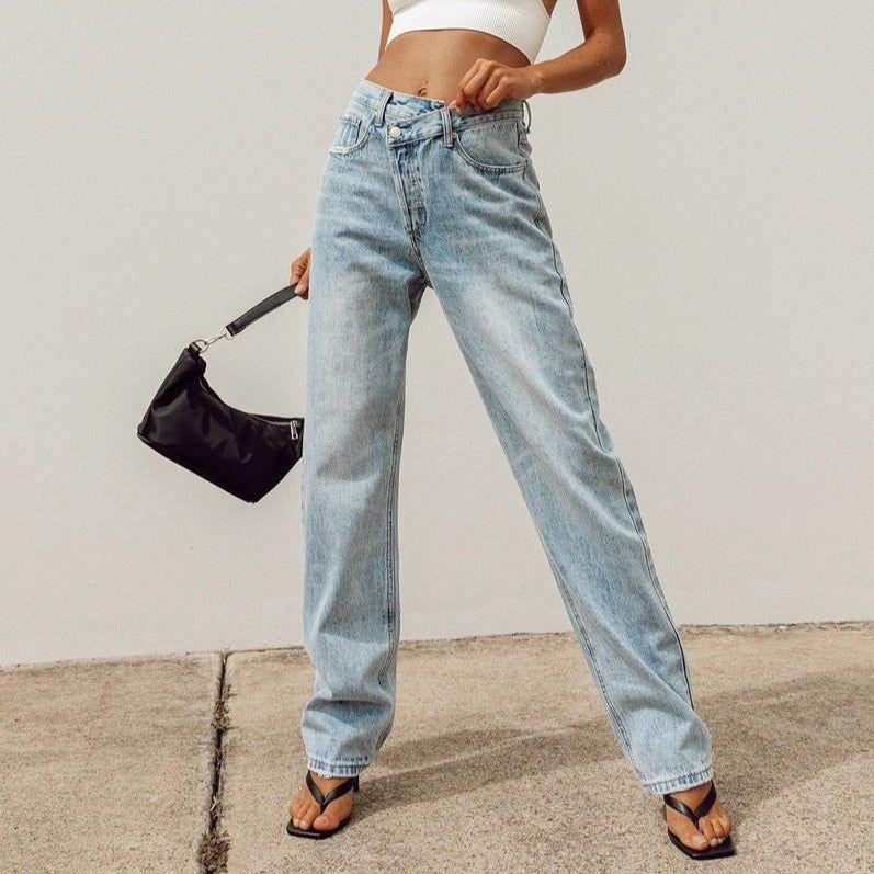 Rodeo Asymmetric Straight Leg Jeans - Pants - Mermaid Way