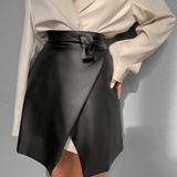 Flirt Wrap Faux Leather Mini Skirt - Mini Skirts - Mermaid Way