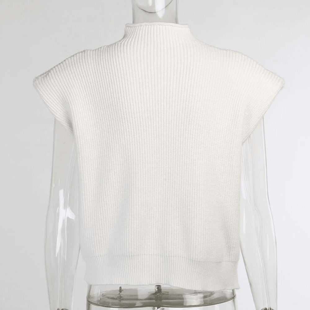 Meggy Vintage Ribbed Turtleneck Knitted Vest - Vests - Mermaid Way