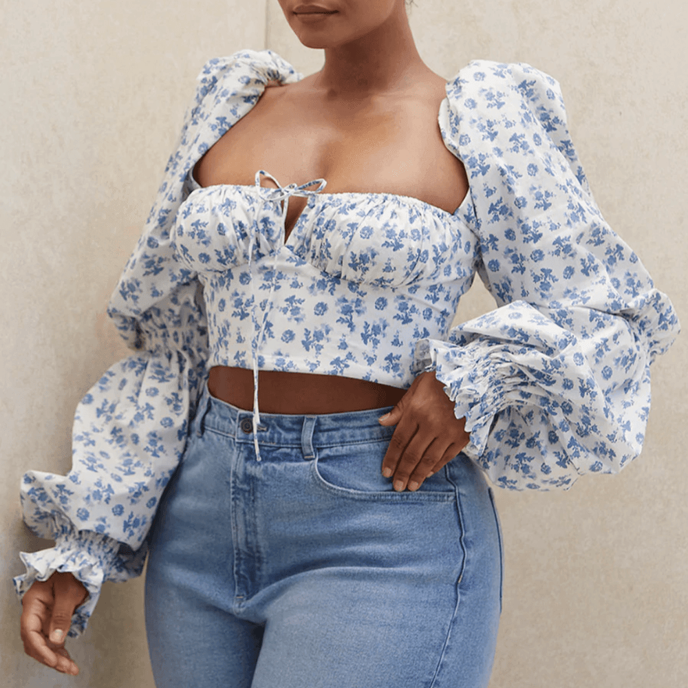 Trinity Puff Sleeve Ruched Crop Top - Shirts & Tops - Mermaid Way