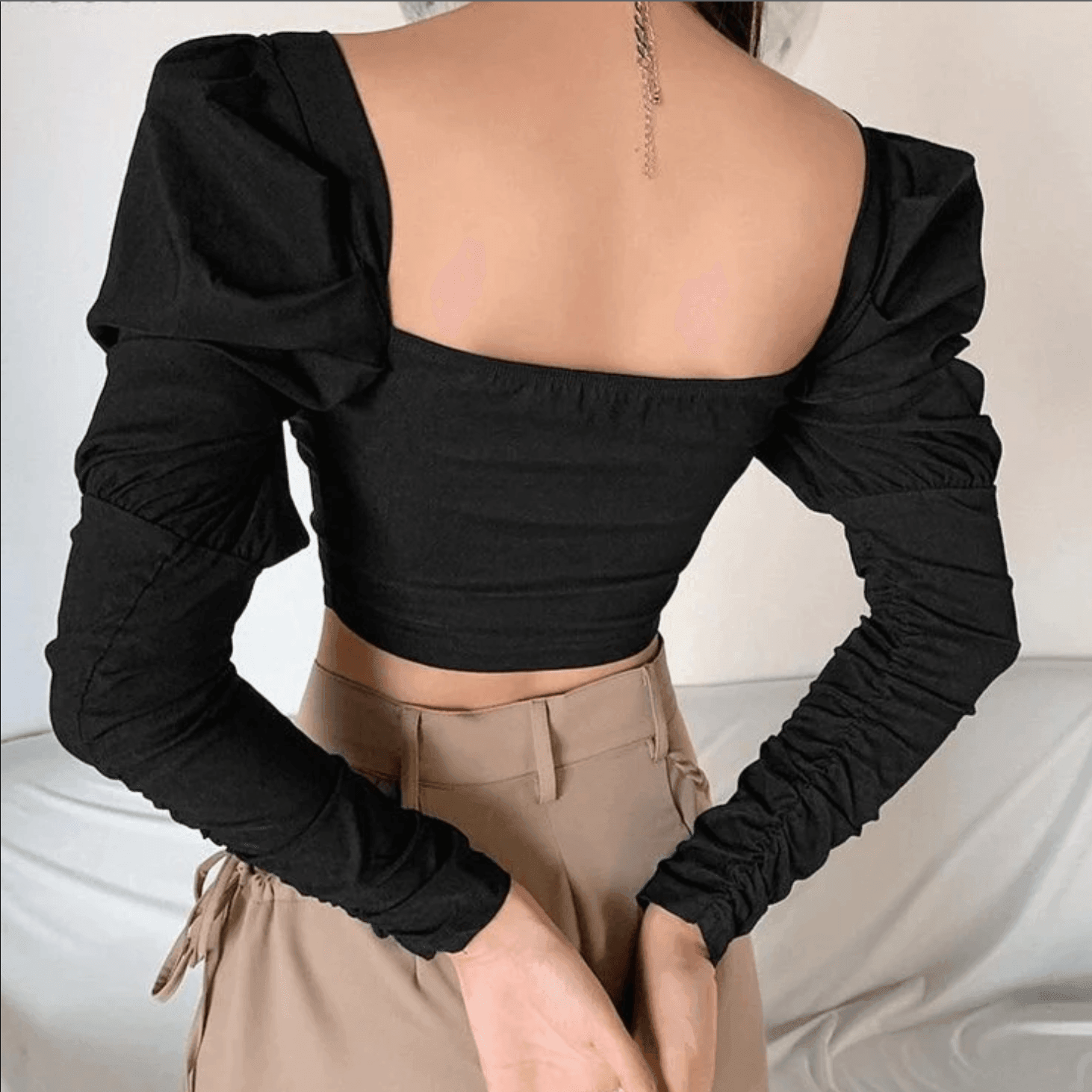 Augusta Puff Sleeve Corset Crop Top - Shirts & Tops - Mermaid Way