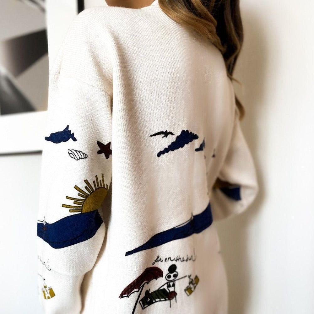 Mirage Sun Print Oversized Cardigan - Outerwear - Mermaid Way