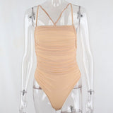 Eleonora Spaghetti Strap Sleeveless Slim Bodysuit - Shirts & Tops - Mermaid Way