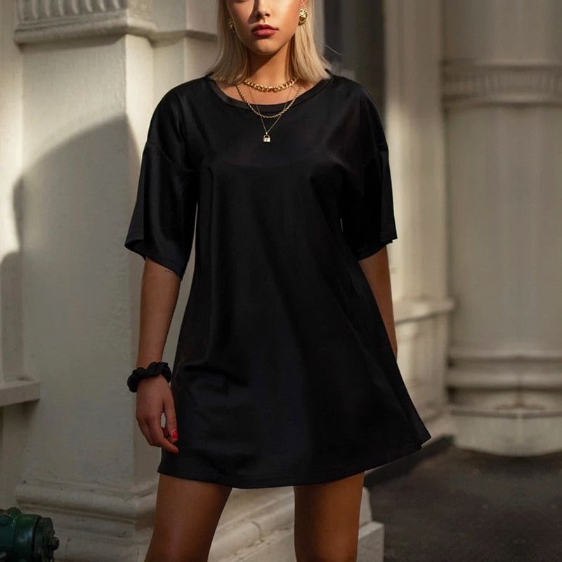 Lexia Oversized Satin T-shirt by Mermaid Way