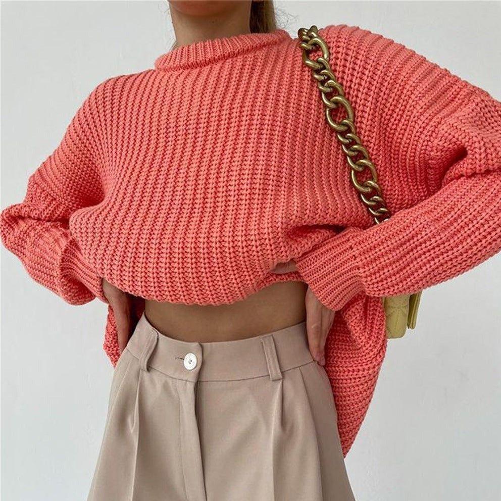 Mermaid Way Sunset Trip Thickened Oversized Knitted Sweater - Orange / S