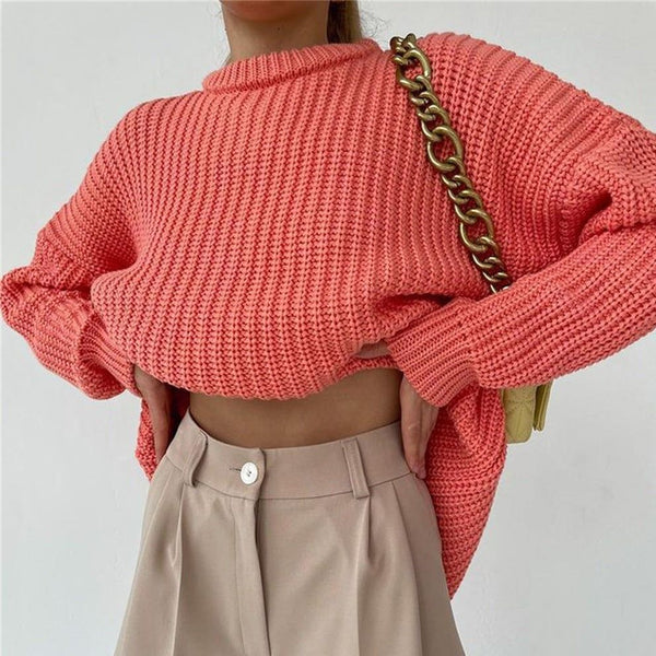 Sunset Trip Thickened Oversized Knitted Sweater - Shirts & Tops - Mermaid Way