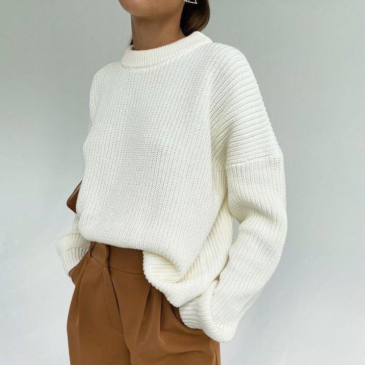 Mermaid Way Sunset Trip Thickened Oversized Knitted Sweater - White / S