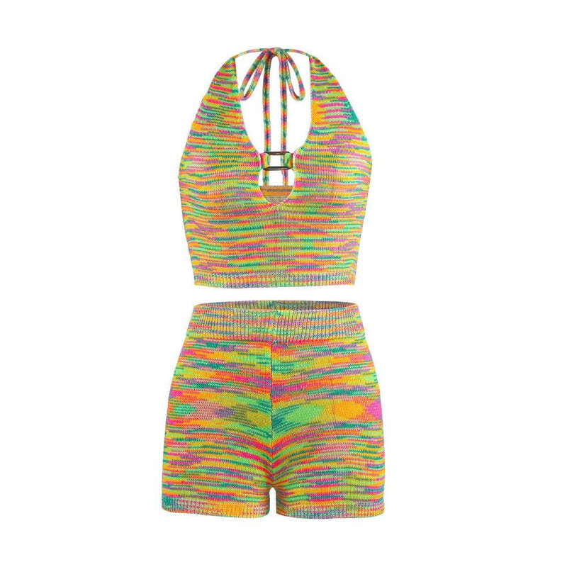 Elif Halter Neck Knitted Two-Piece Set - Outfit Sets - Mermaid Way