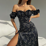Fashion Du Jour Floral Print Off Shoulder Midi Dress - Dresses - Mermaid Way