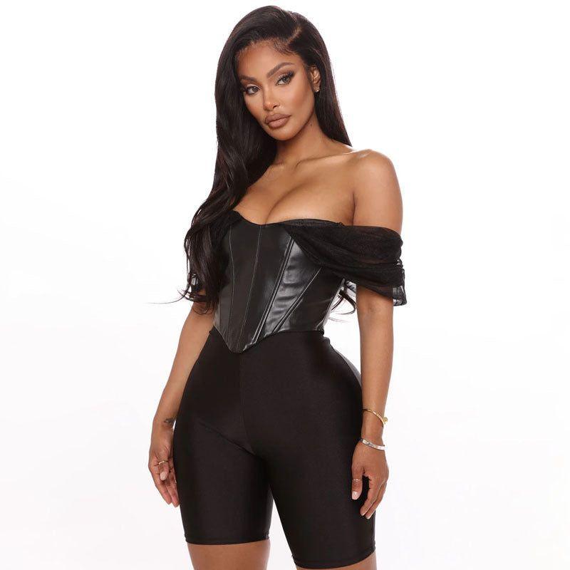 Crave Leather Off The Shoulders Corset Top - Shirts & Tops - Mermaid Way