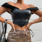 Crave Leather Off The Shoulders Corset Top - Shirts & Tops - Mermaid Way