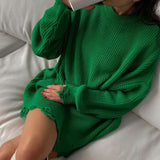 Castaway Broken Solid Color Loose Sweater - Shirts & Tops - Mermaid Way