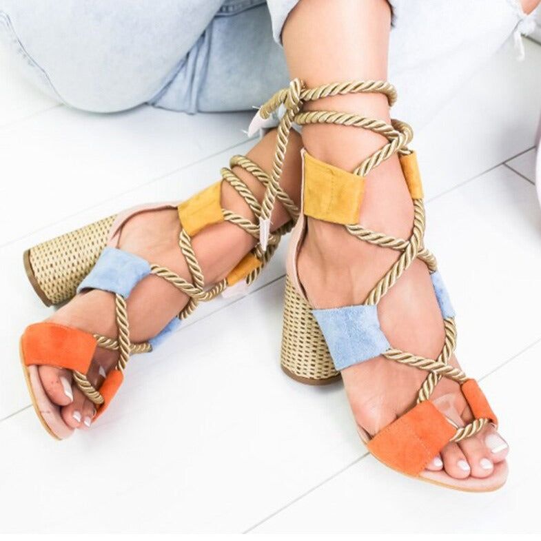 Sun Charming Lace Up Gladiator Sandals - Shoes - Mermaid Way