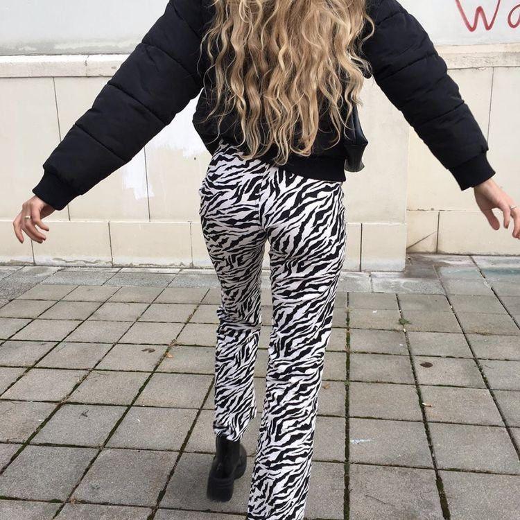 Chocolate High Waist Zebra Print Pants - Pants - Mermaid Way