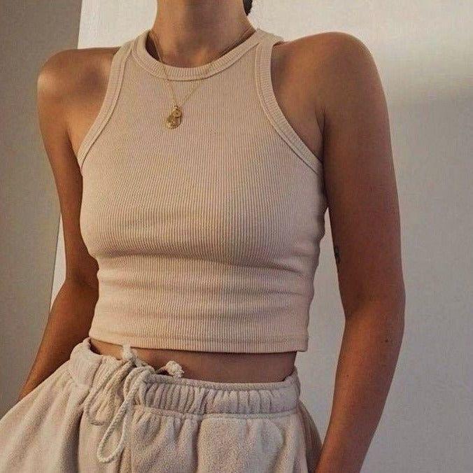 Avery Cotton Ribbed Crop Top - Shirts & Tops - Mermaid Way