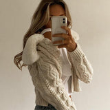 Hannie Faux Fur Knitted Cardigan - Shirts & Tops - Mermaid Way