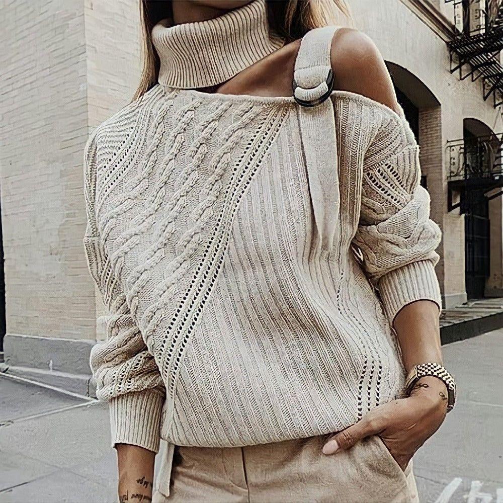 Helena Roll Neck One Shoulder Sweater - Shirts & Tops - Mermaid Way