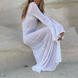 Barrett Long Sleeve Cover-Up Beach Dress - Dresses - Mermaid Way