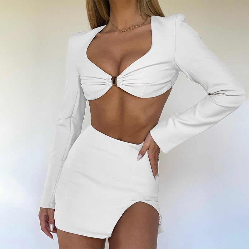 Kylie Backless Crop Top & Mini Skirt Set - Outfit Sets - Mermaid Way