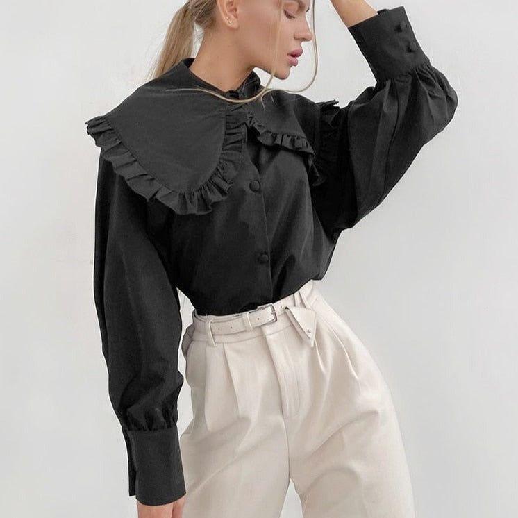 Florence Oversized Collar Blouse - Shirts & Tops - Mermaid Way