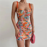Hot Springs Ruched Summer Mini Dress - Dresses - Mermaid Way