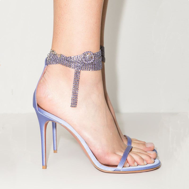 Gossip Girls Diamond Chain Ankle Wrap Sandals - Shoes - Mermaid Way