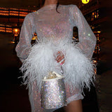 All That Glitters Feather Mini Dress - Dresses - Mermaid Way