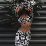The Naked Zebra Tie Front Two Piece Set - Outfit Sets - Mermaid Way