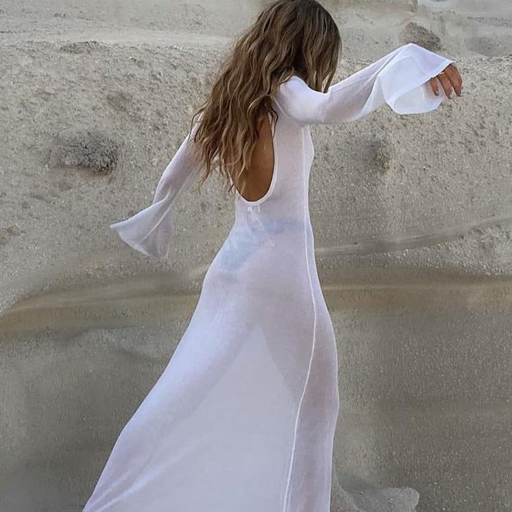 Barrett Long Sleeve Cover-Up Beach Dress - Dresses - Mermaid Way