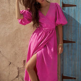 Hailey Puff Sleeve Midi Dress - Dresses - Mermaid Way