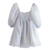 Paloma Sweet Pastel Floral Puff Mini Dress - Dresses - Mermaid Way