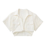 Sienna Short Sleeve Linen Crop Shirt - Shirts & Tops - Mermaid Way