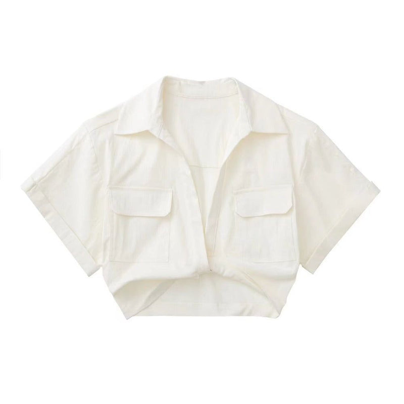 Sienna Short Sleeve Linen Crop Shirt - Shirts & Tops - Mermaid Way
