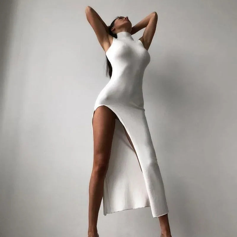chinese dress ladies White Mermaid Jersey Sleeveless Sxey Backless Prom Dresses, FC1744 – Dairy  Bridal main image 1