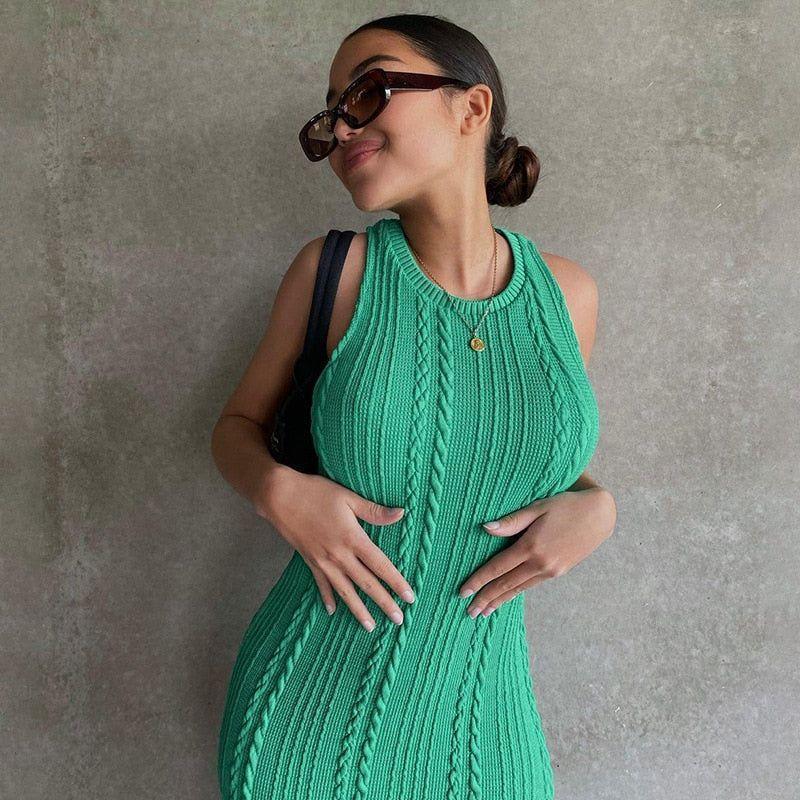 A Wild Mint Knitted Midi Dress - Mint / S - Mermaid Way