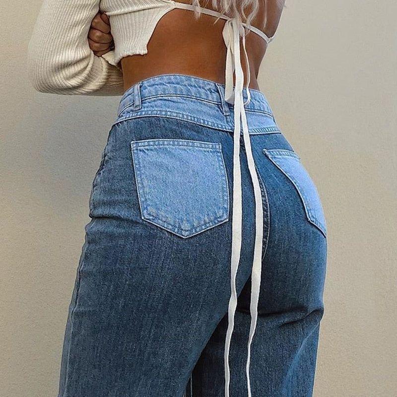 Amanda Patchwork High-Waisted Jeans - Denim / S - Mermaid Way