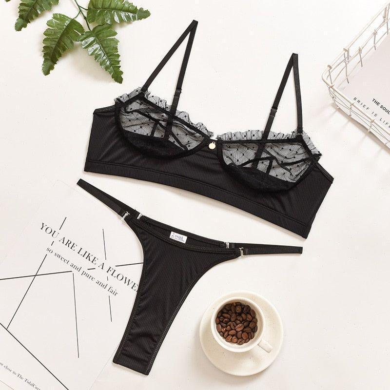 Aquilina Sexy Lace Lingerie Set - Black / S - Mermaid Way