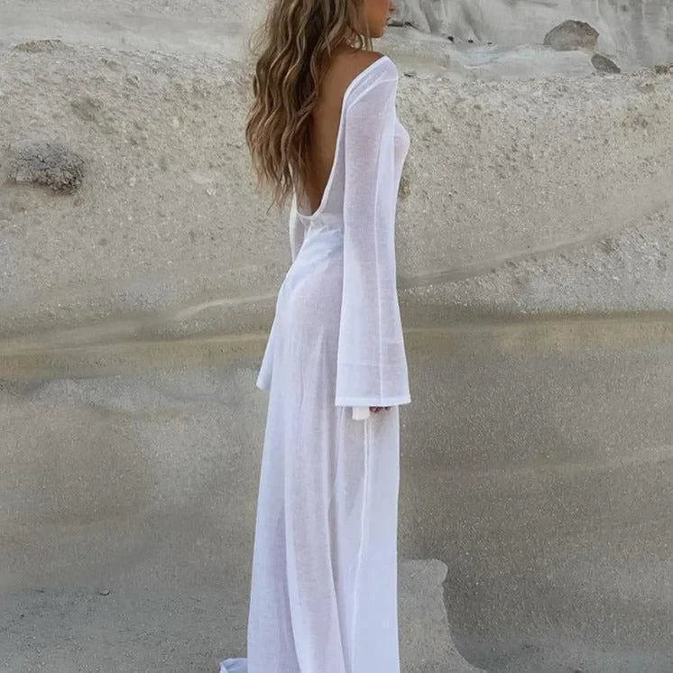 Barrett Long Sleeve Cover-Up Beach Dress Mermaid Way, White / L Barrett Long Sleeve Cover-Up Beach Dress Mermaid Way, White / L