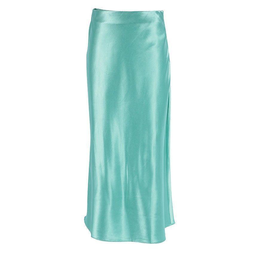 Blanca High Waist Satin Midi Skirt - Mint / S - Mermaid Way