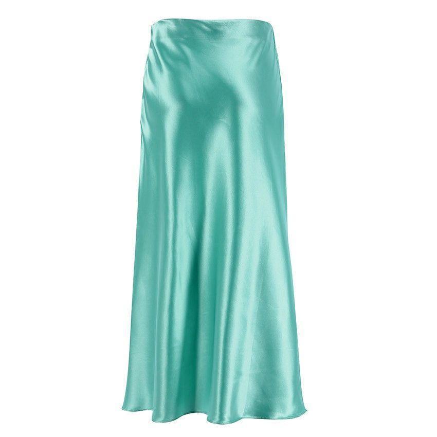 Blanca High Waist Satin Midi Skirt - Mint / S - Mermaid Way