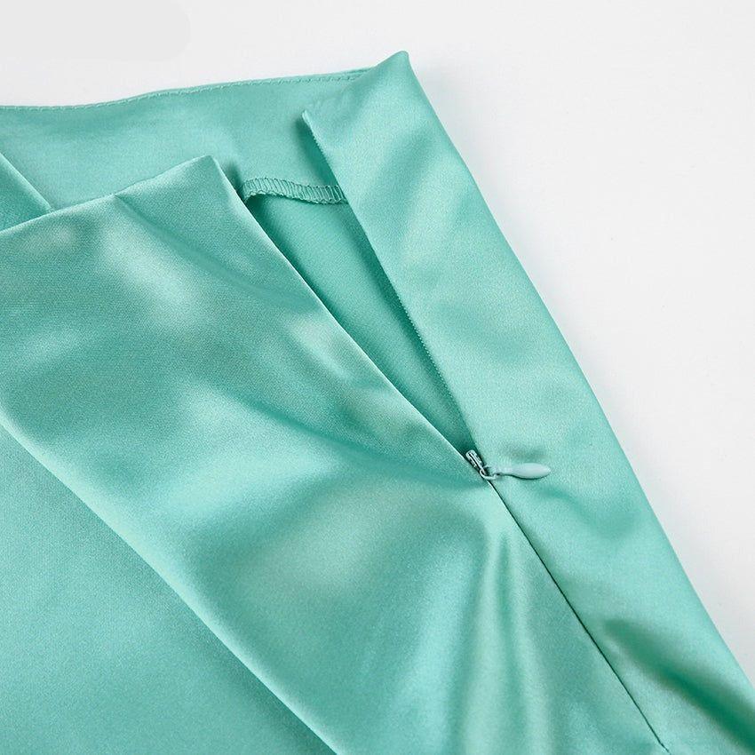 Blanca High Waist Satin Midi Skirt - Mint / S - Mermaid Way