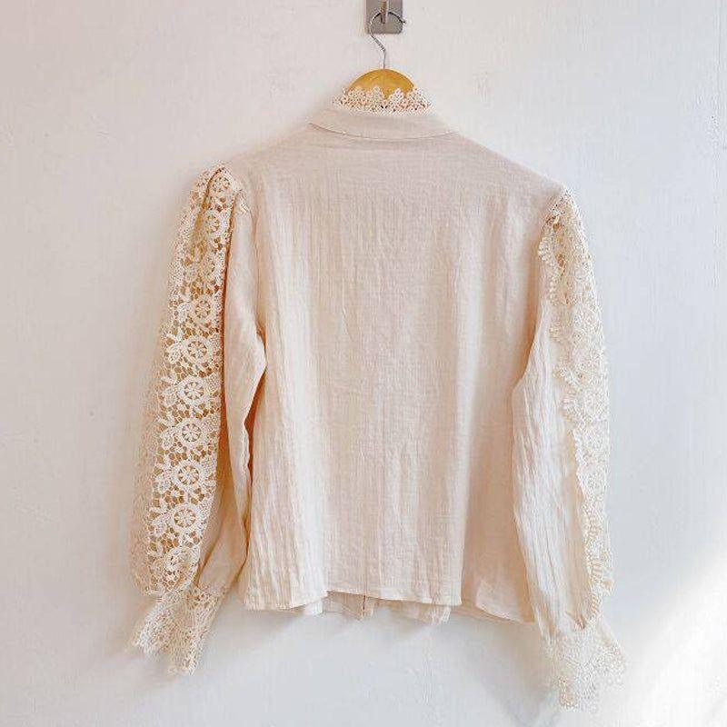 Blooms Love Lace Long Sleeve Blouse - White / S - Mermaid Way