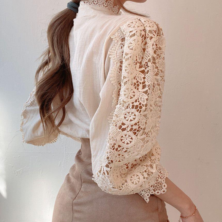 Blooms Love Lace Long Sleeve Blouse - White / S - Mermaid Way