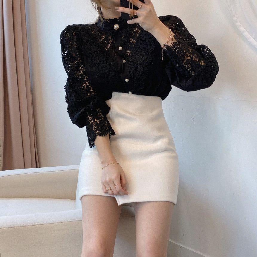 Blooms Love Lace Long Sleeve Blouse - White / S - Mermaid Way