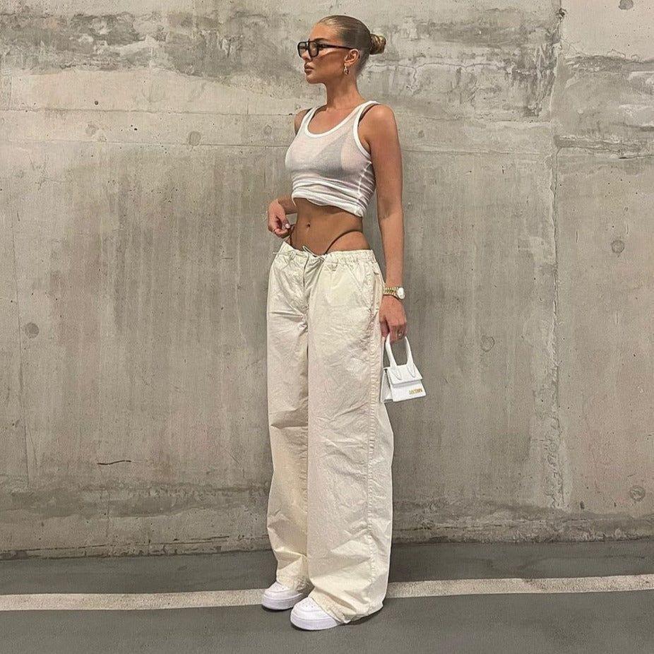 Cali Cotton Parachute Pants - White / S - Mermaid Way