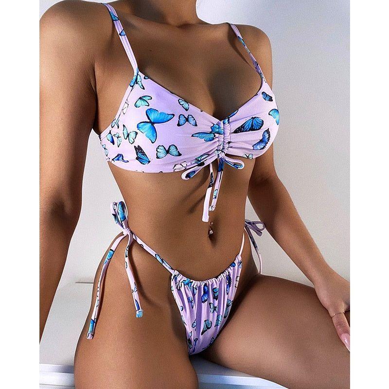 Christa Bandage Butterfly Bikini - Purple / S - Mermaid Way