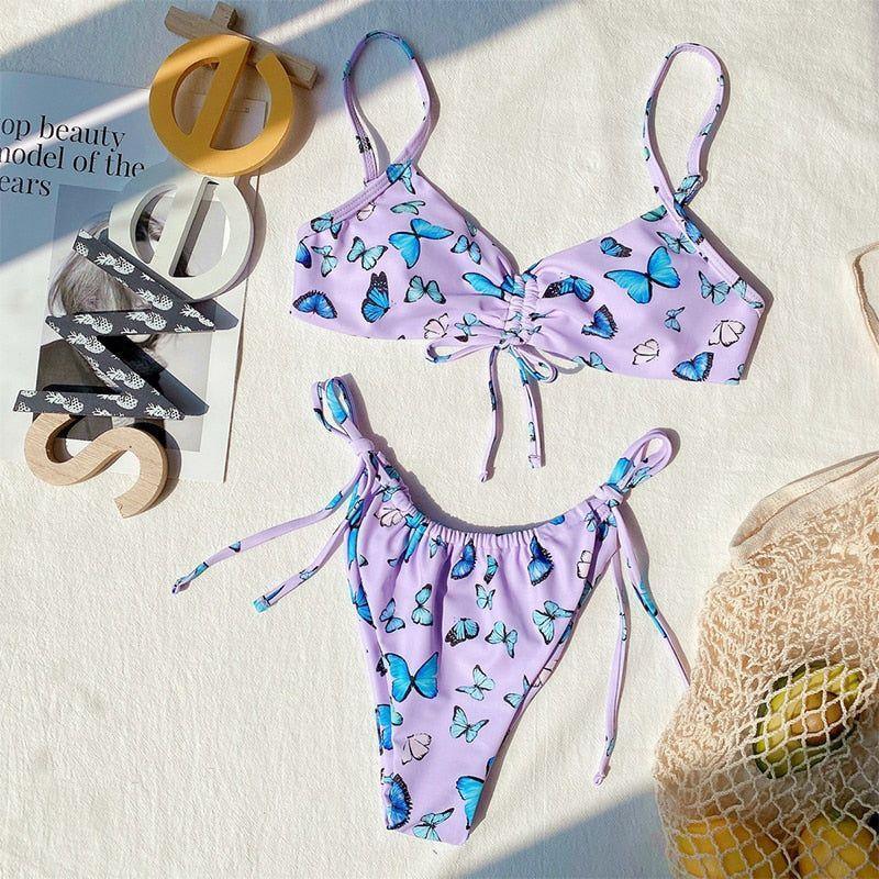 Christa Bandage Butterfly Bikini - Purple / S - Mermaid Way